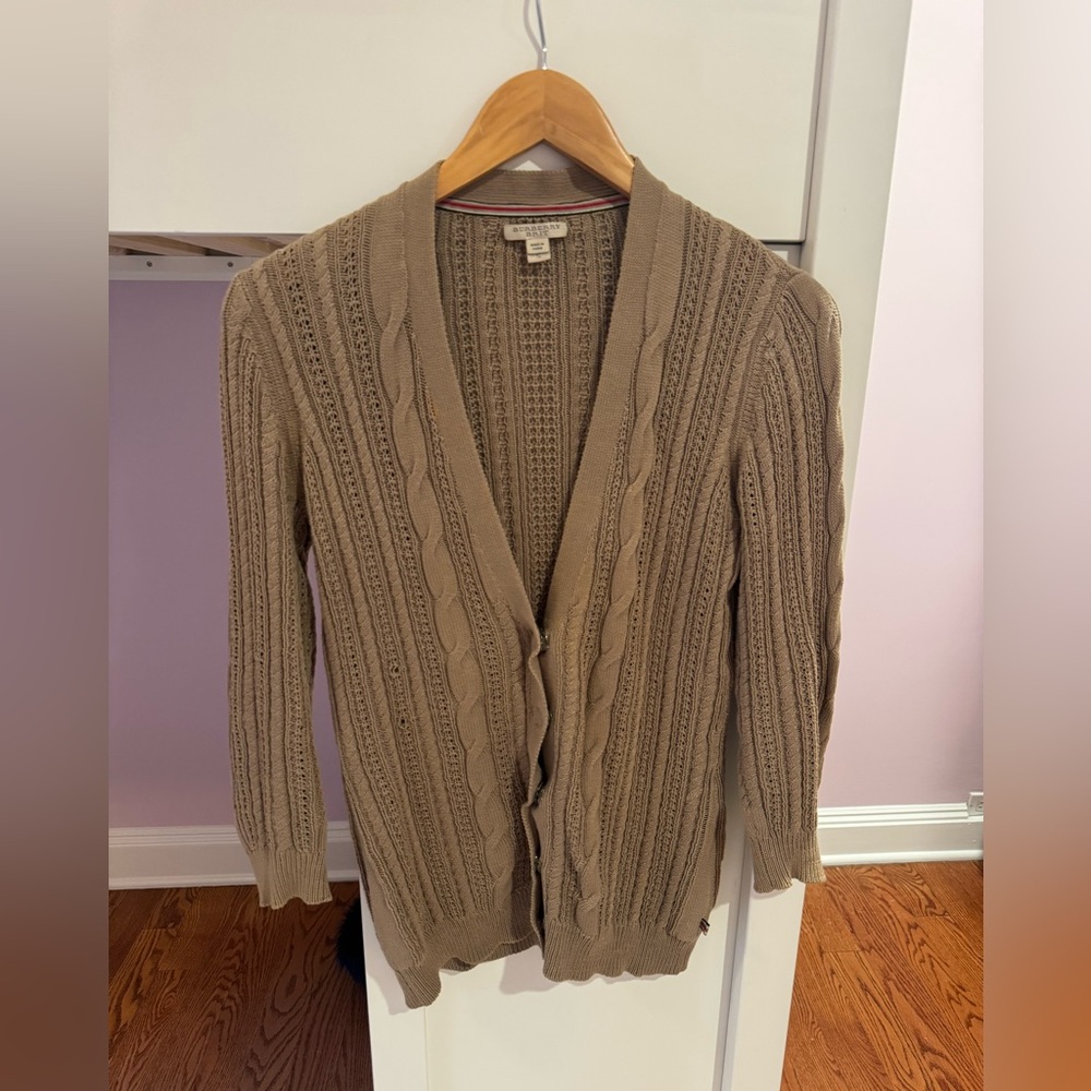 Burberry Beige Cable Knit Cardigan